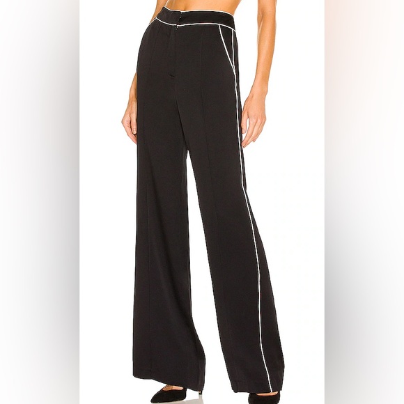 Veronica Beard Edia Black satin wide leg sz 6 tuxedo pants - Picture 5 of 16